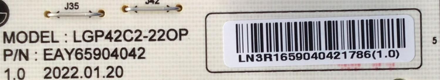 FUENTE PARA TV LG / NUMERO DE PARTE EAY65904042 / LGP42C2-22OP / 65904042 / EPCA23CC1B / 3PC03068C / MODELO OLED42C2PUA.DUSQLJR - Imagen 2